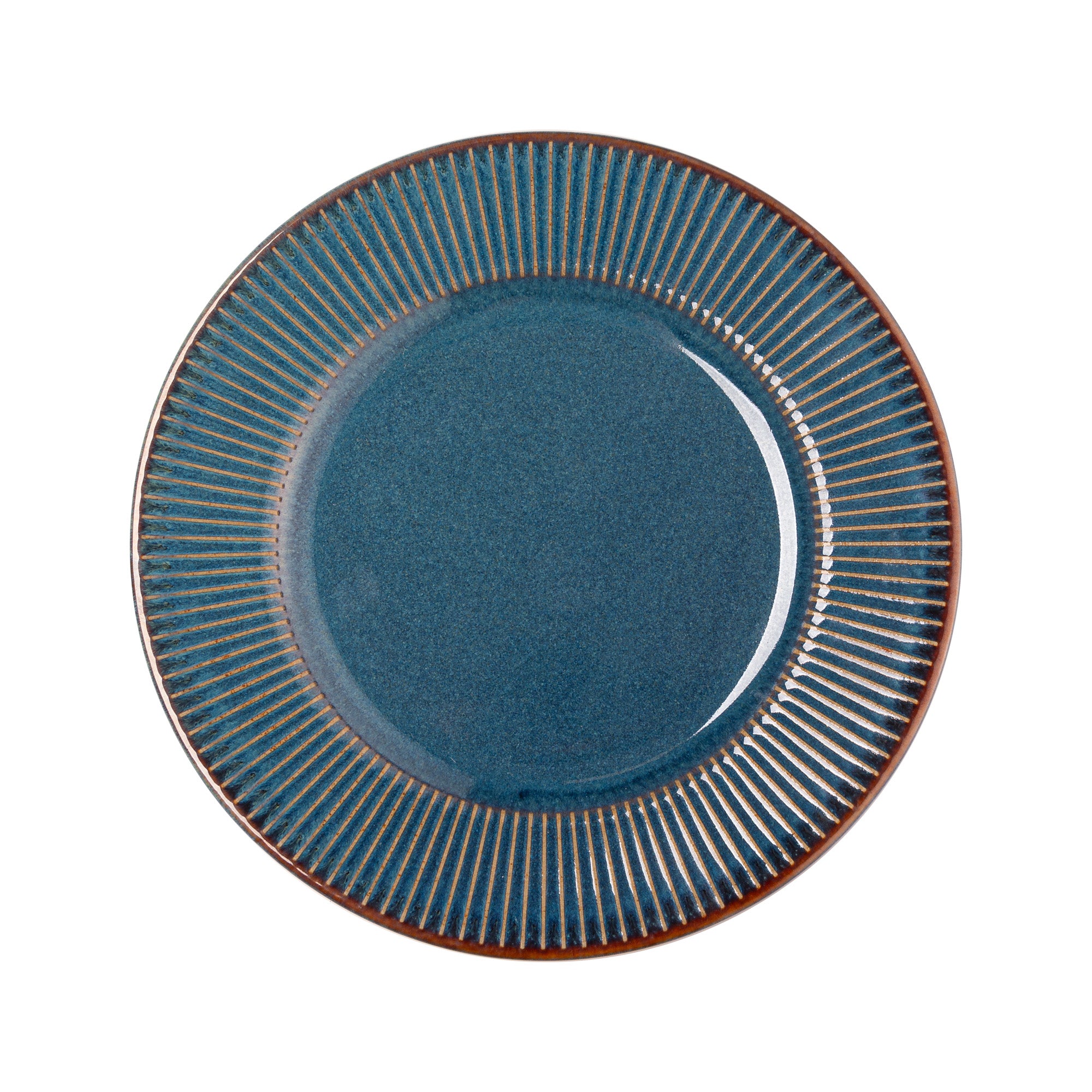 PRATO PARA SOBREMESA DE CERAMICA LINEAR AZUL 20CM