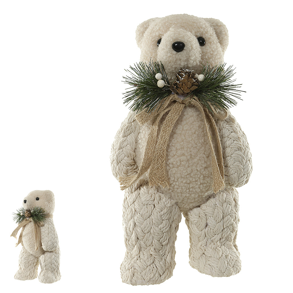 URSO DE NATAL EM PE BEGE 37CM