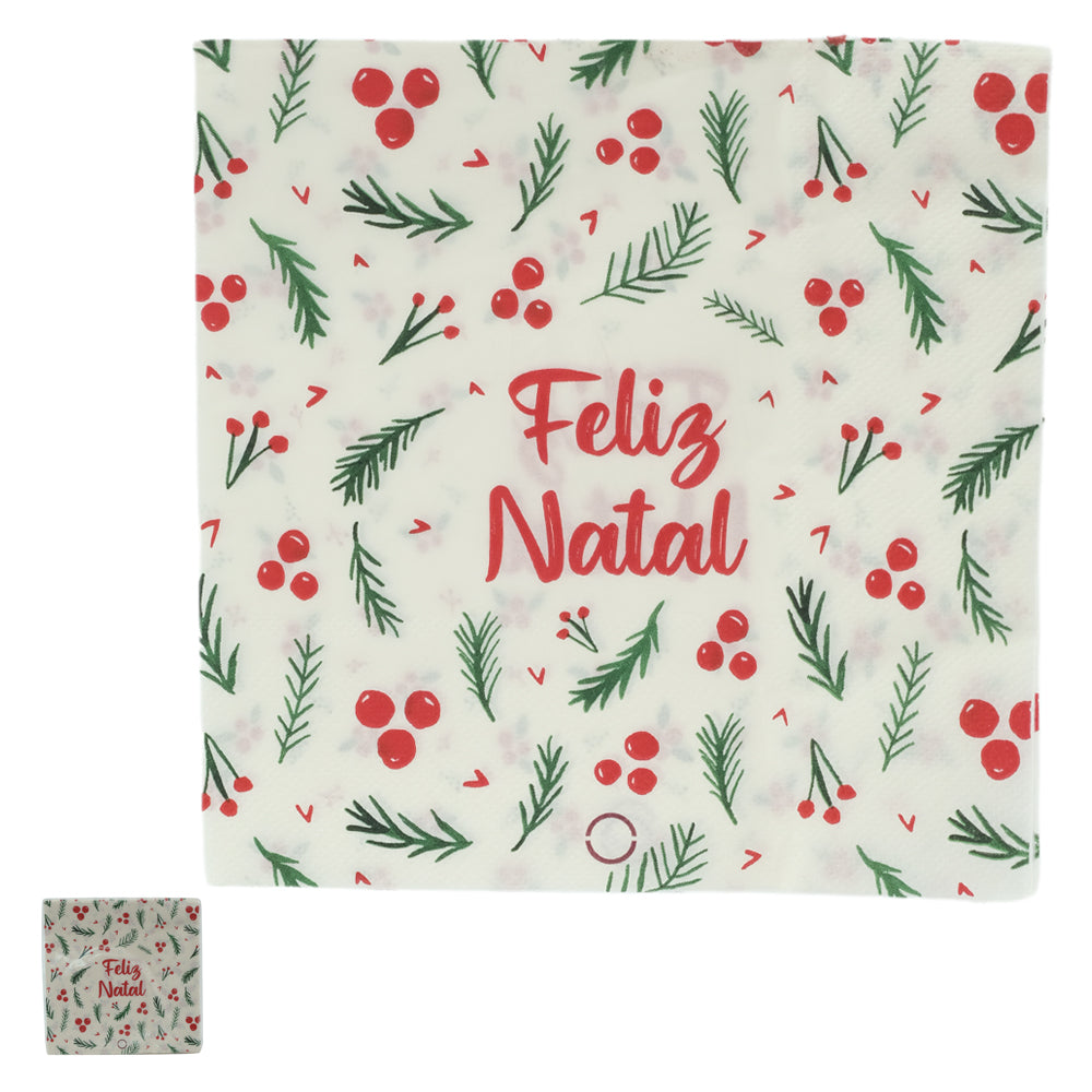 GUARDANAPO PAPEL FELIZ NATAL FOLHA DUPLA COM 20 UNIDADES