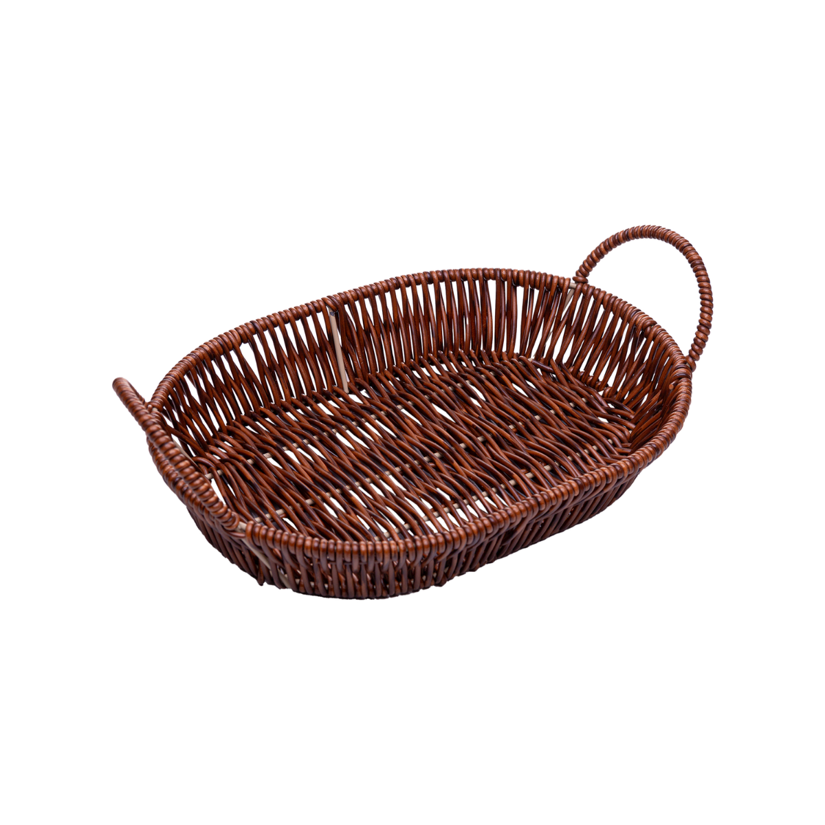 CESTA OVAL COM ALCA RATTAN 26CM X 18,5CM X 7,5CM PLASTICO - LYOR