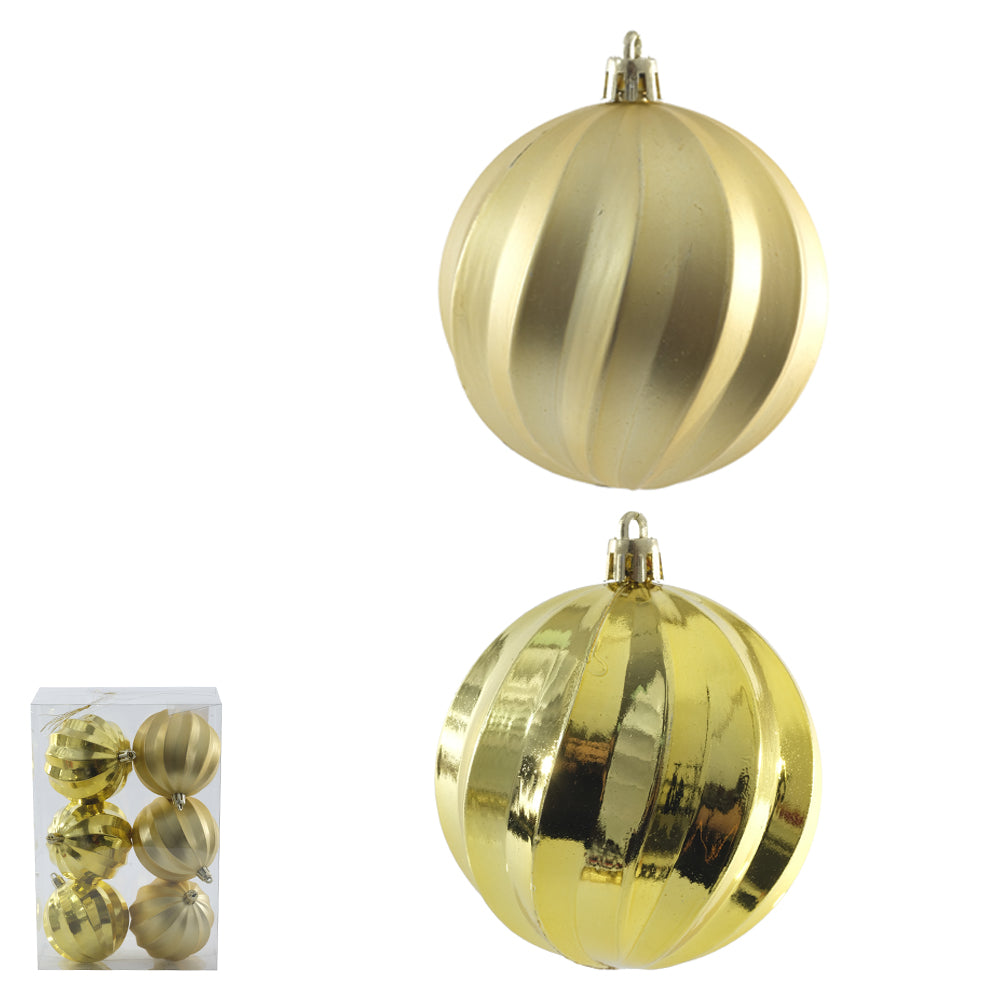 TUBO BOLA DECORADA 8CM DOURADO COM 6 UNIDADES