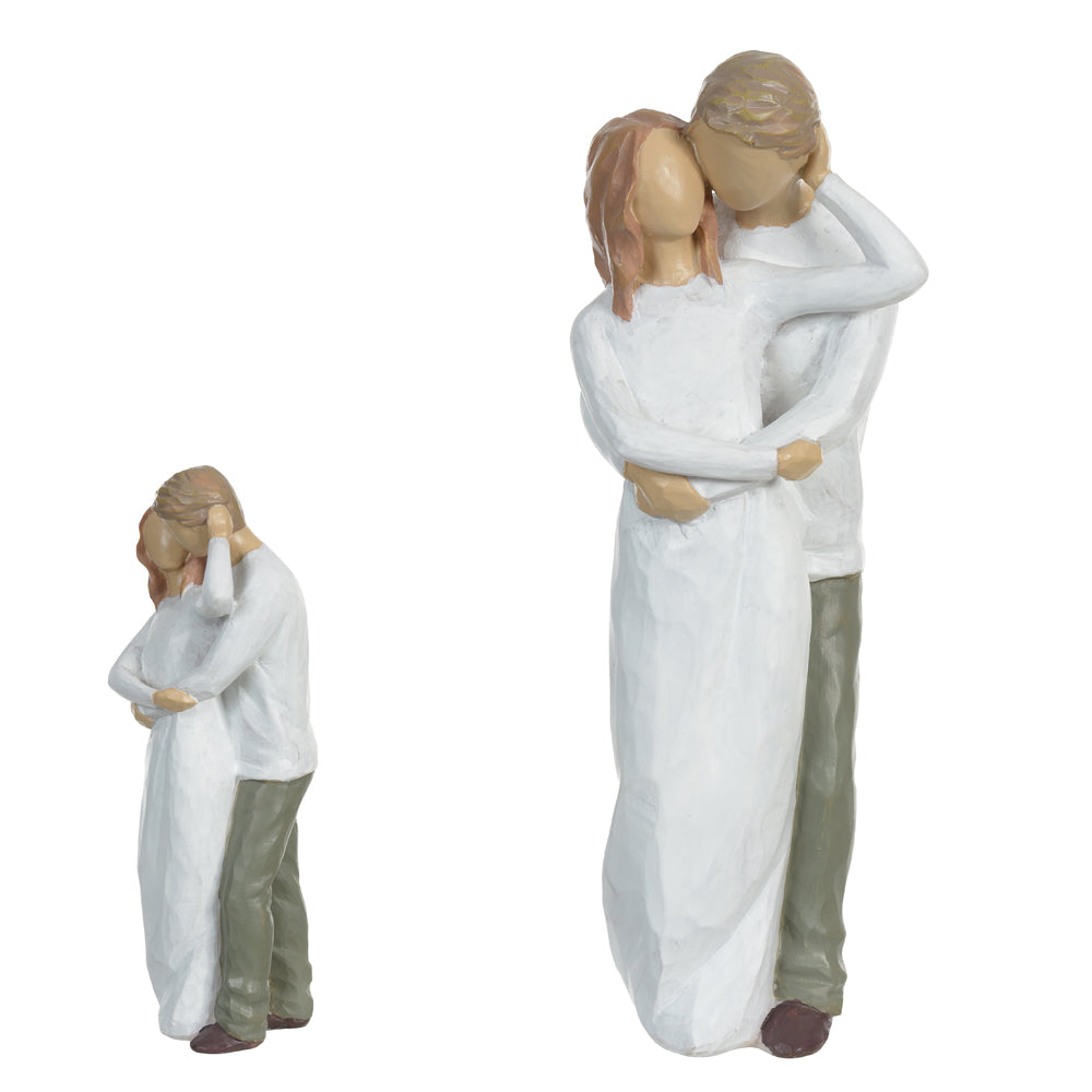 ESCULTURA DECORATIVA RESINA CASAL (COLORIDO) 22CM 8D