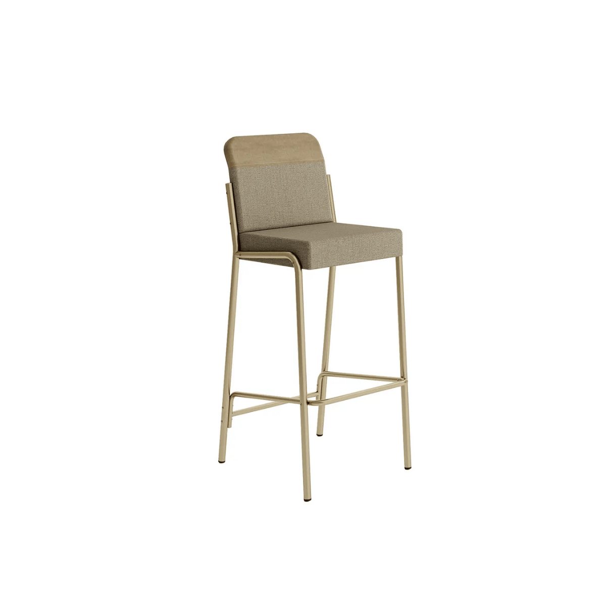 BANQUETA DUO – DOURADO/TECIDO LINHO BAMBOO E COURINO BAMBOO