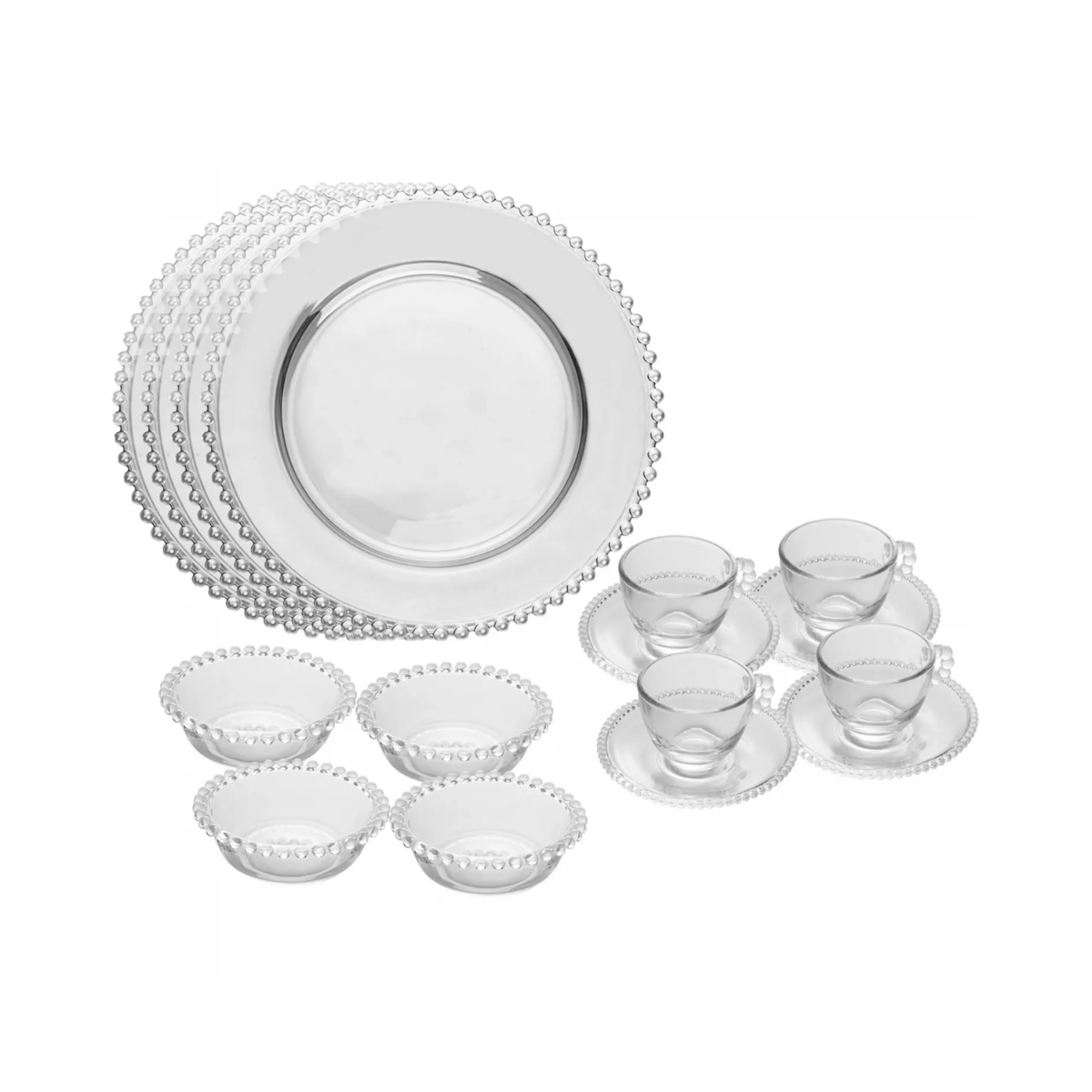 JOGO DE CHA 16 PECAS PEARL CRISTAL