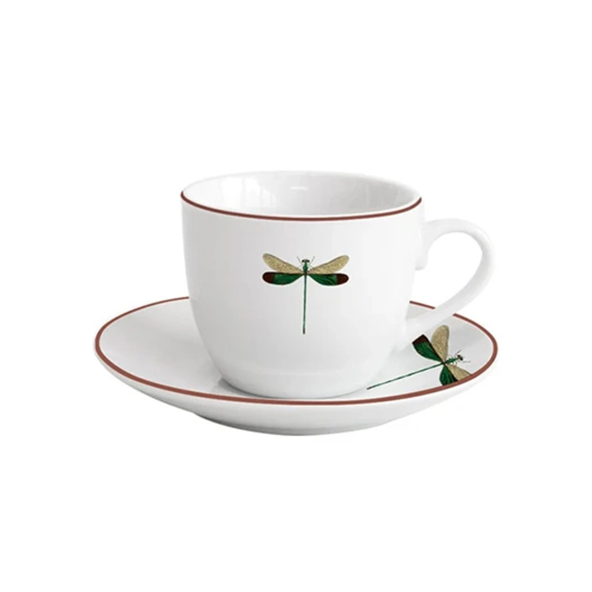 XÍCARA E PIRES PARA CHÁ LIBÉLULA EM PORCELANA - 220ML