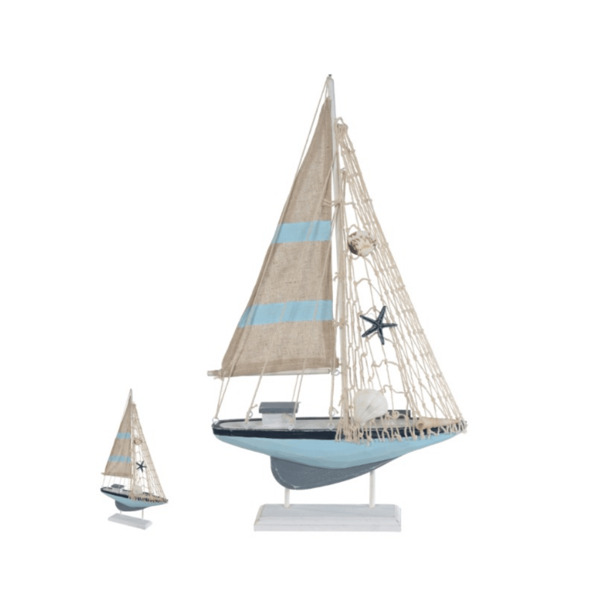 ESCULTURA DECORATIVA MADEIRA BARCO A VELA 43X24X5,5CM