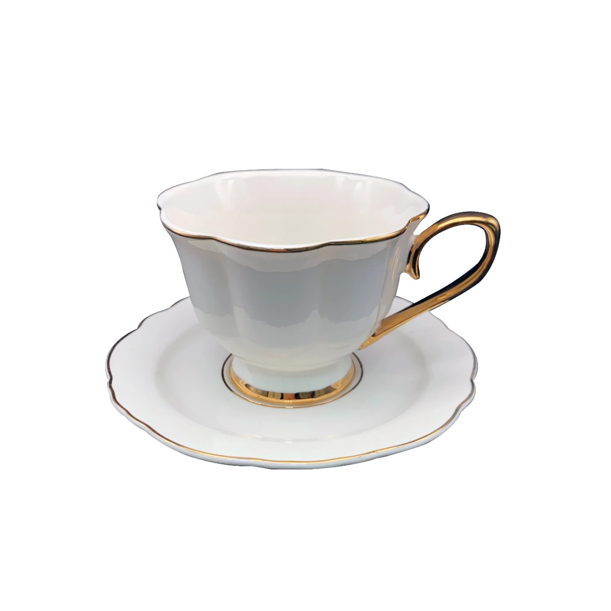 JOGO 12 PECAS PARA CHA MON CHARMANT NEW BONE CHINA BORDA DOURADA 240ML – BRANCO