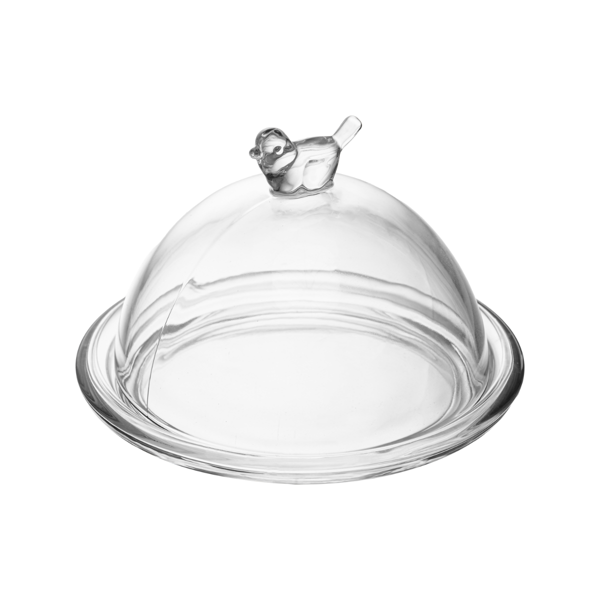 PRATO PARA DOCE COM TAMPA BIRD - CRISTAL - 15CM X 15CM X 10CM