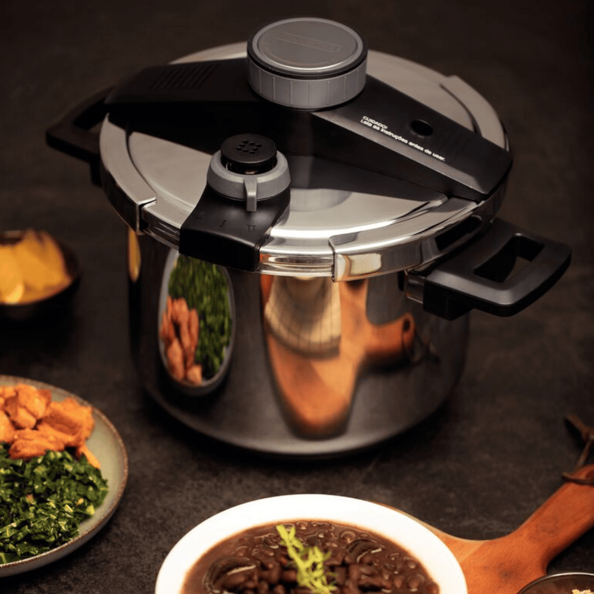 PANELA DE PRESSAO COM FUNDO TRIPLO - ACO INOX - PRESTO - 6L