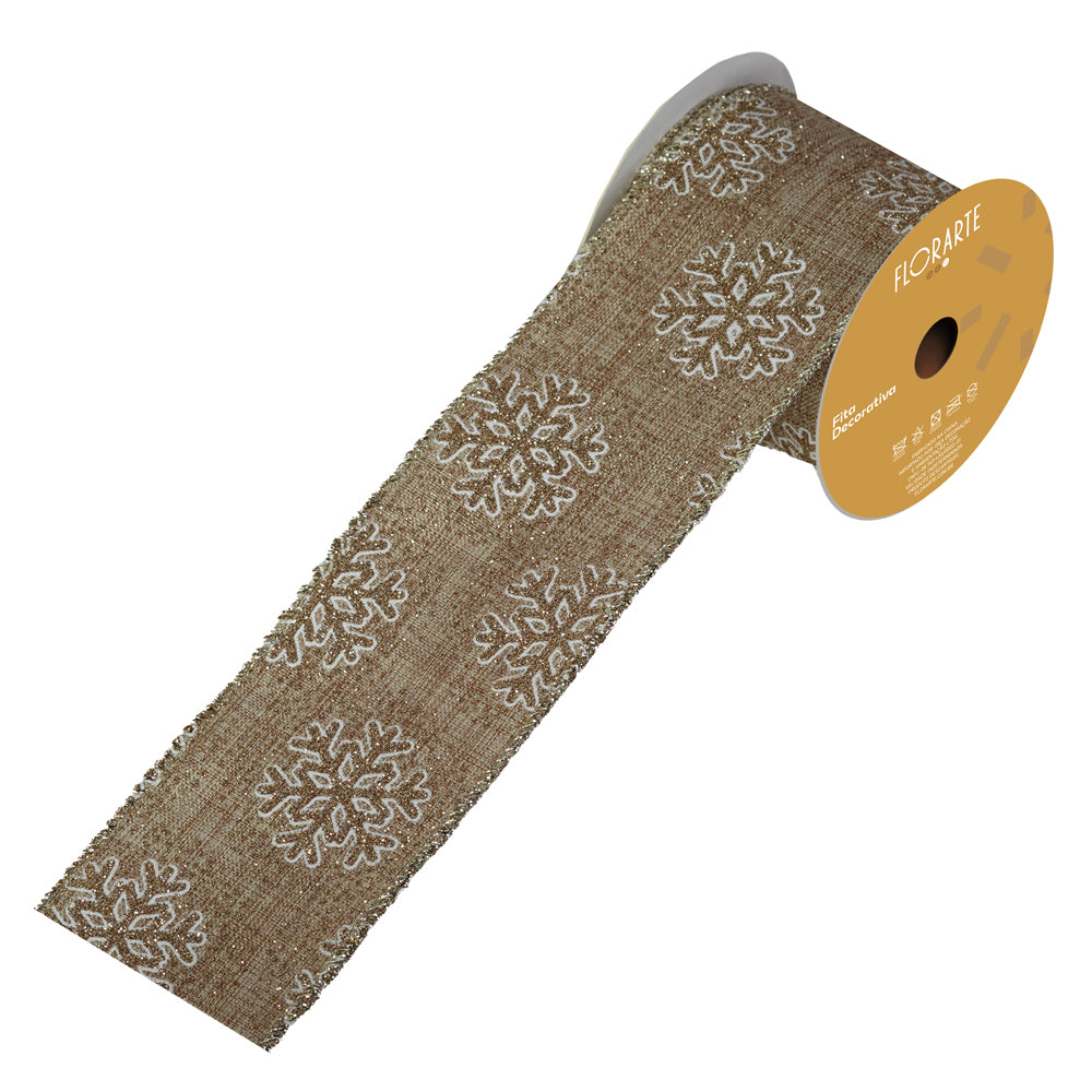 FITA ARMADA LINHO COM COSTURA E GLITTER BEGE 9,14M