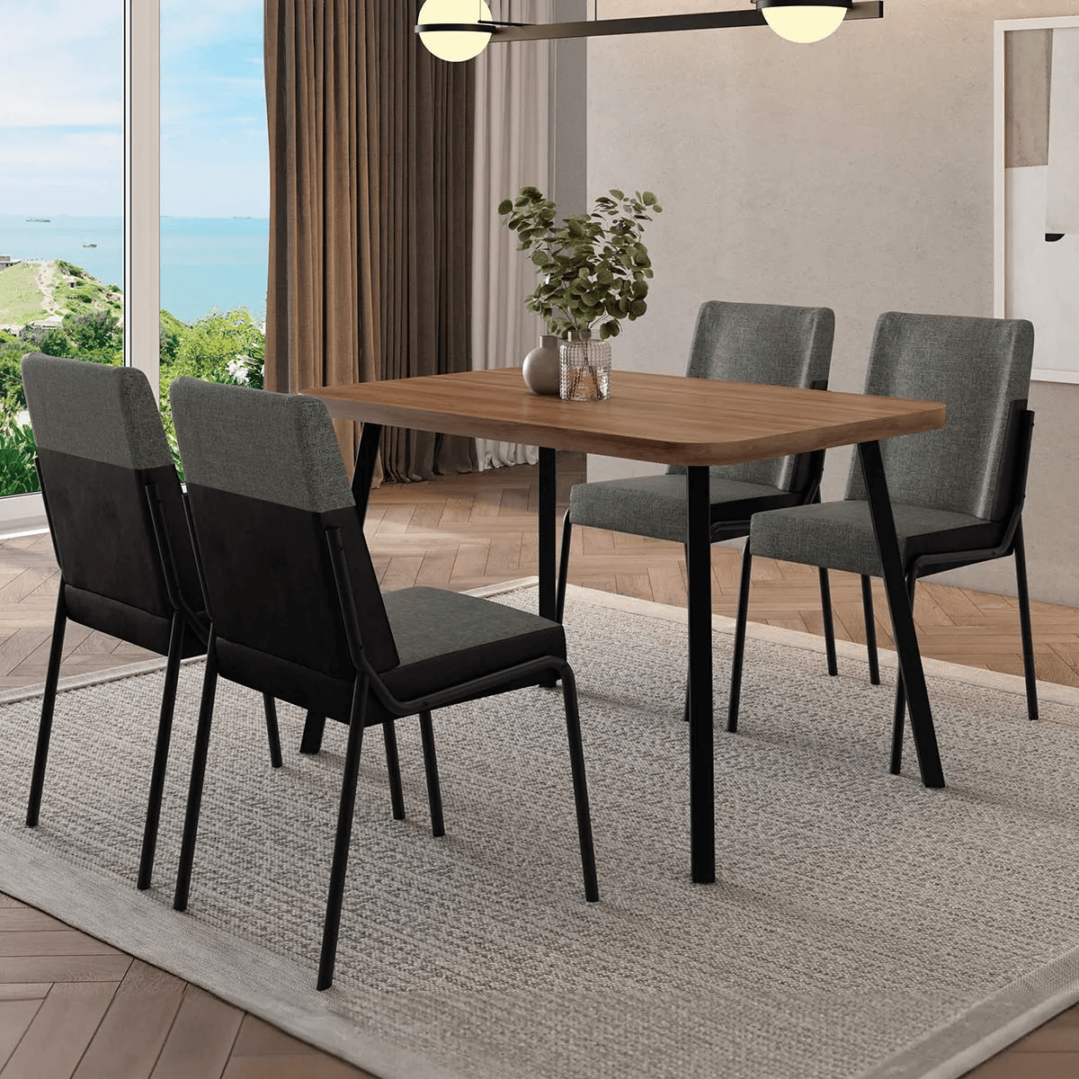 MESA STELLAR RETANGULAR 1598 – FREIJO COM PRETO