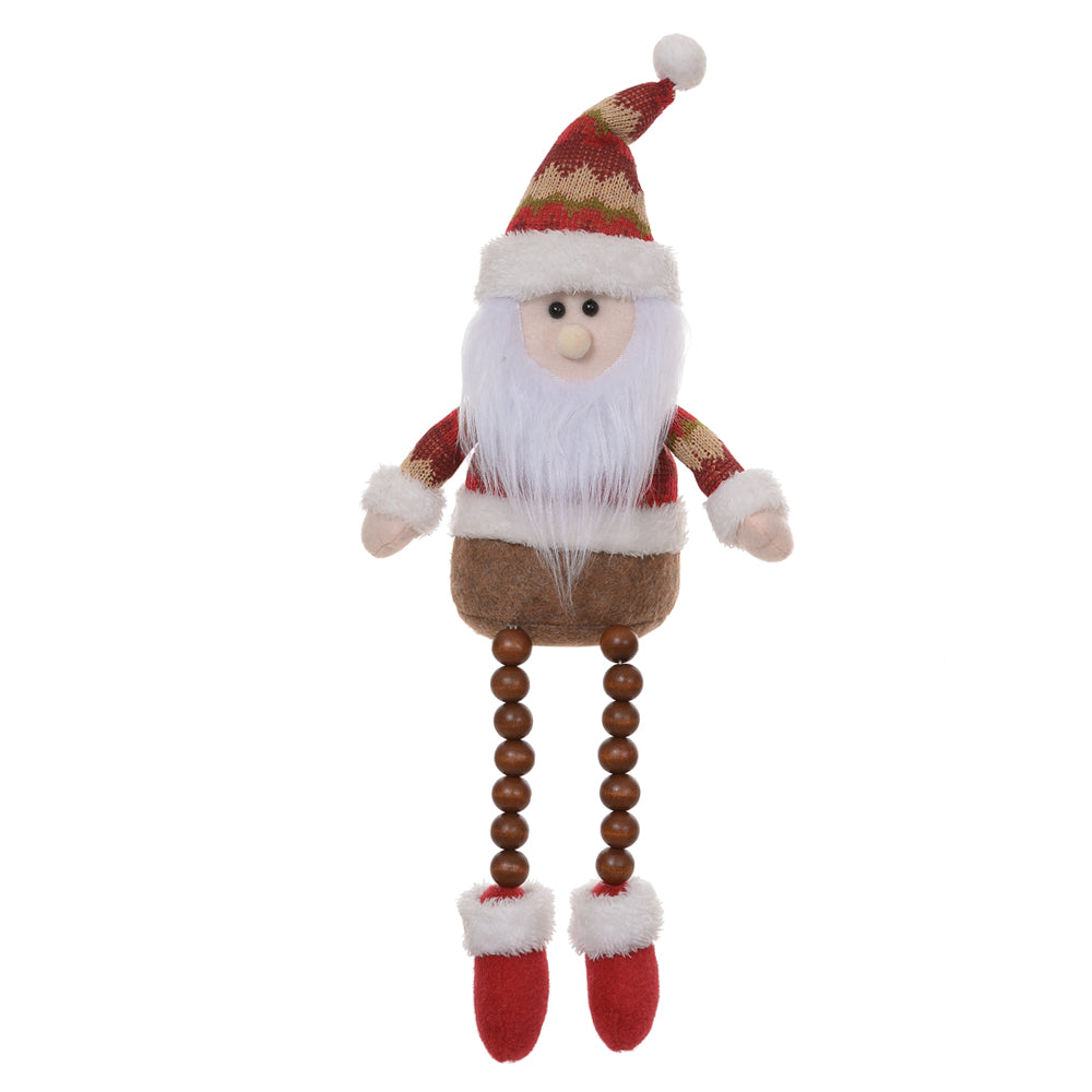 BONECO PAPAI NOEL SENTADO 52CM VERMELHO E MARROM