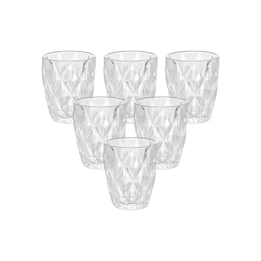 KIT 6 COPOS DE VIDRO DIAMANTE CLEAR 275ML