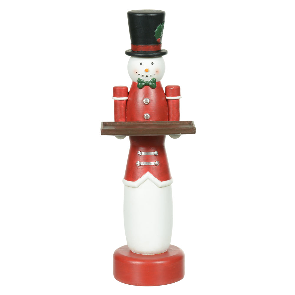 BONECO DE NEVE RESINA COM BANDEJA 30cm