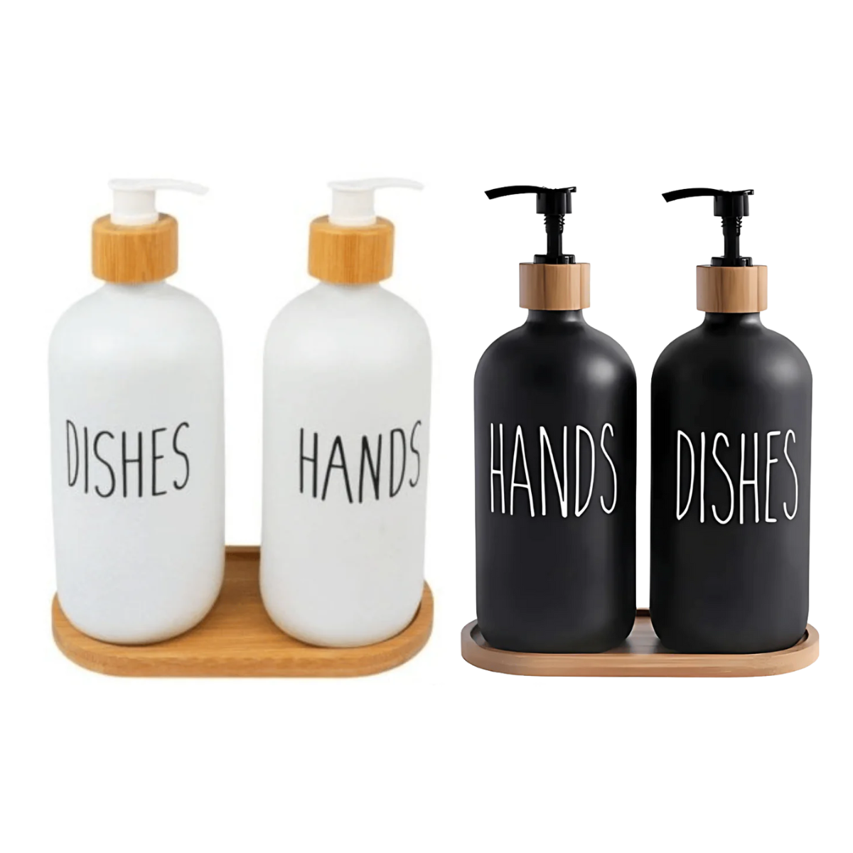 KIT PORTA SABONETE LIQUIDO DE VIDRO COM BANDEJA SORTIDO