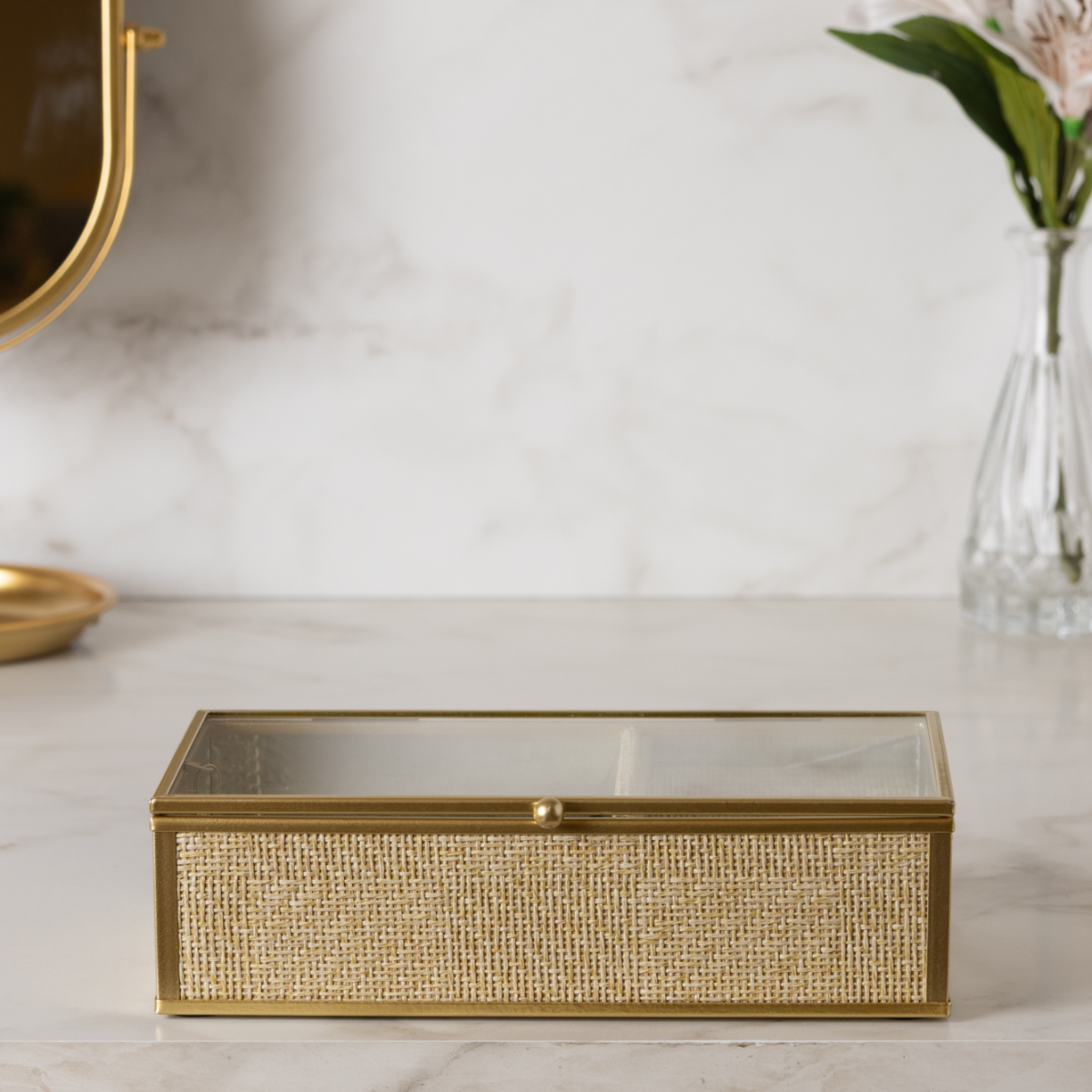 PORTA-JOIAS TOSCANA 21CM X 12CM X 5,5CM DOURADO METAL