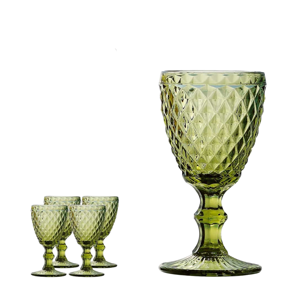 CONJUNTO 4 TACAS VINHO VIDRO BICO DE ABACAXI VERDE 245ML