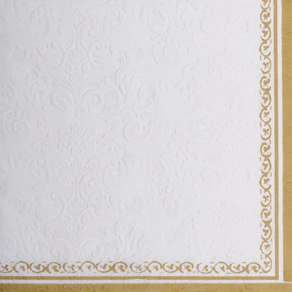 GUARDANAPO PAPEL  DETALHES BRANCO/OURO 32,5X32,5