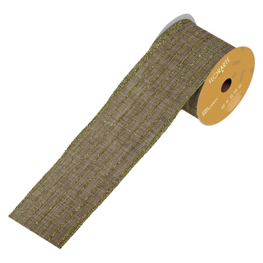 FITA ARMADA LINHO COM COSTURA BEGE DOURADO 9,14M