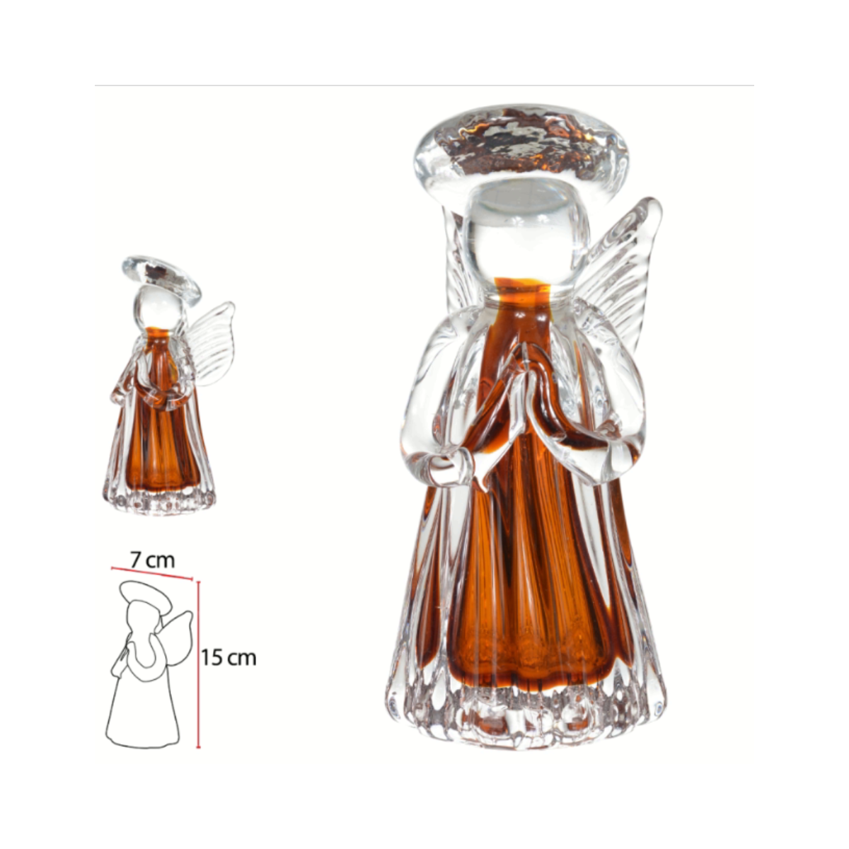 ANJO DE VIDRO TIPO MURANO AMBAR