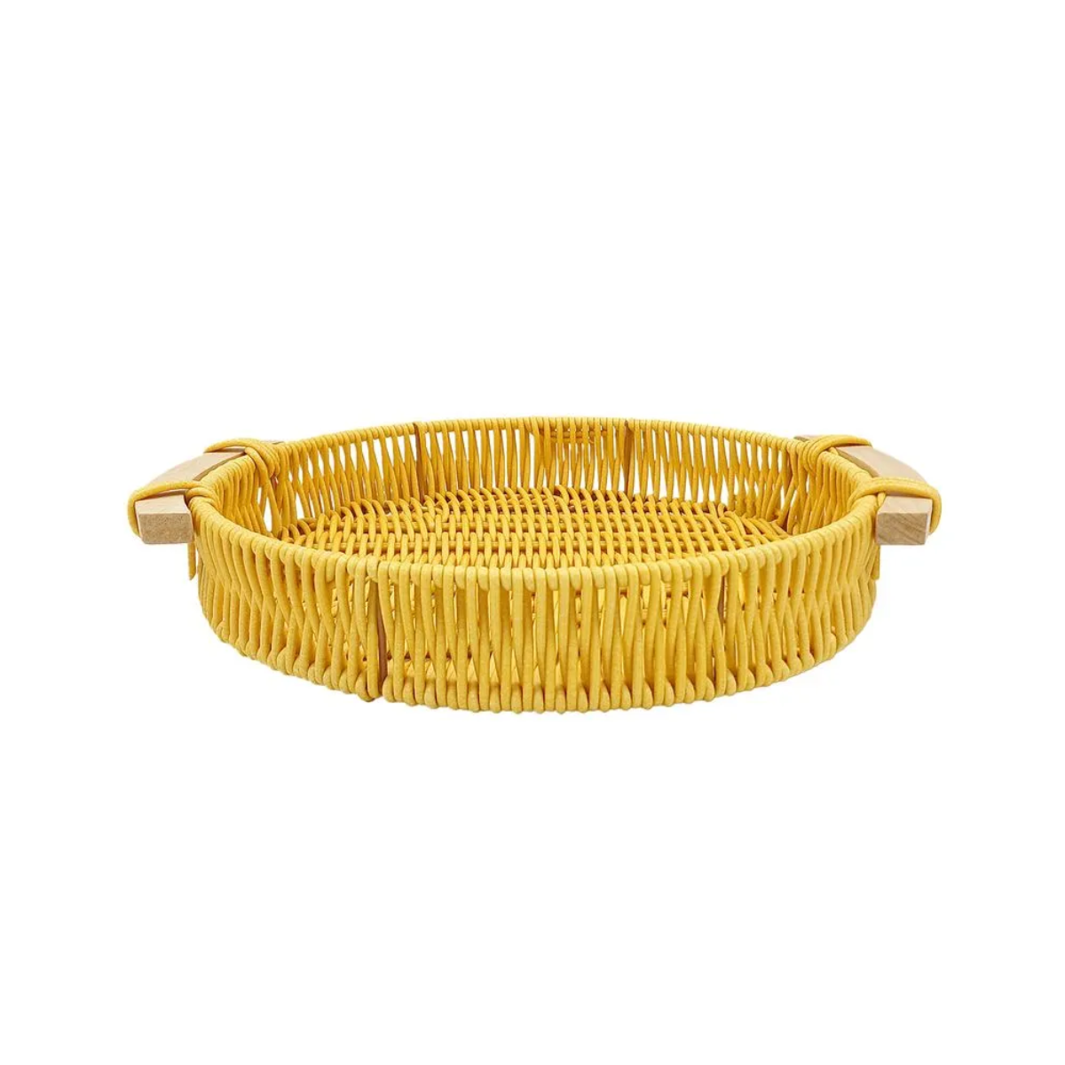 BANDEJA TRAMADA REDONDA ALCA DE MADEIRA 29X26CM SORTIDO