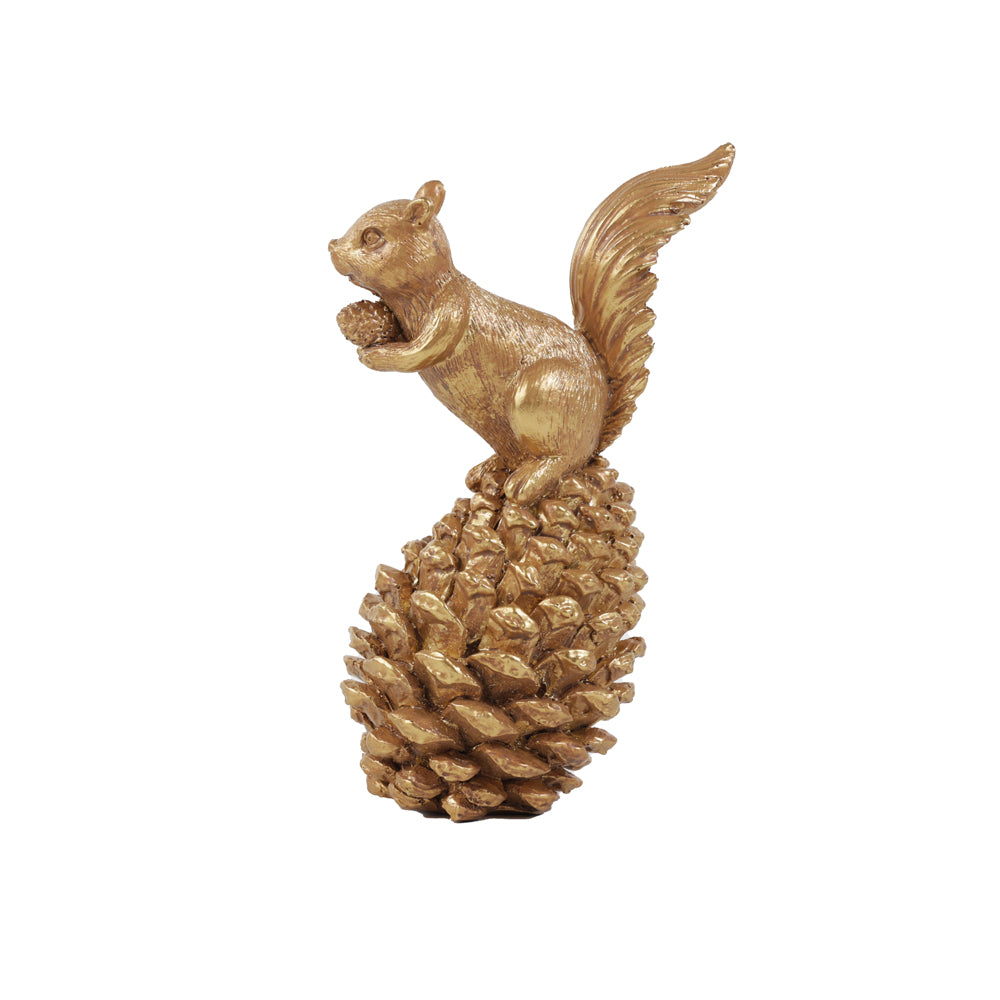 ENFEITE ESQUILO COM PINHA MARROM - 16CM