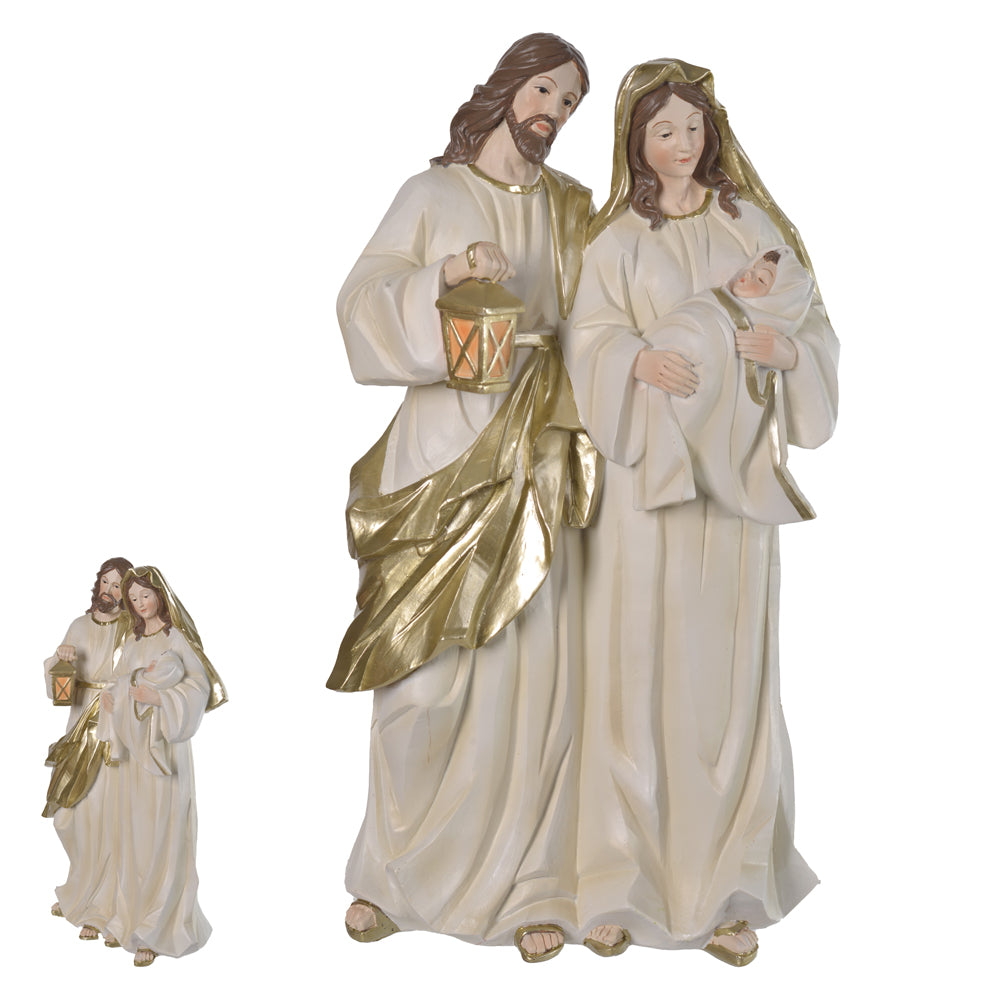 SAGRADA FAMILIA BRANCO E DOURADO RESINA