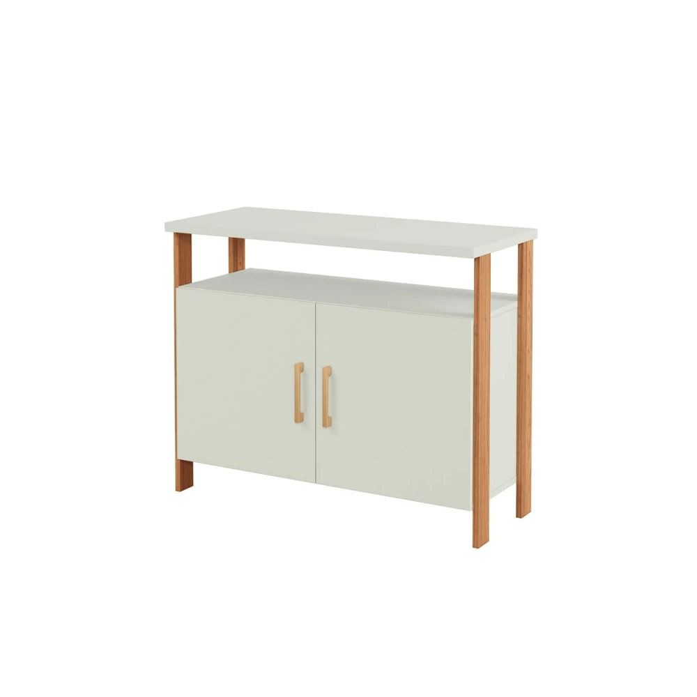 BALCAO 2 PORTAS INDUSTRIAL OFF WHITE/FREIJO/GOLD - 73CM X 89,5XM