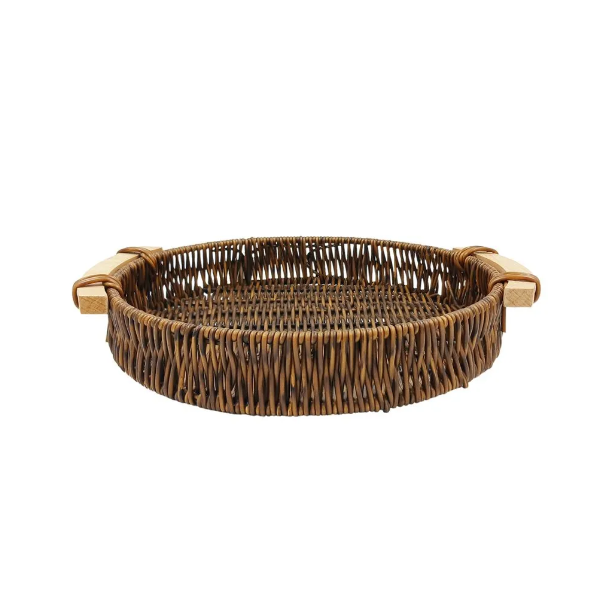 BANDEJA TRAMADA REDONDA ALCA DE MADEIRA 29X26CM SORTIDO