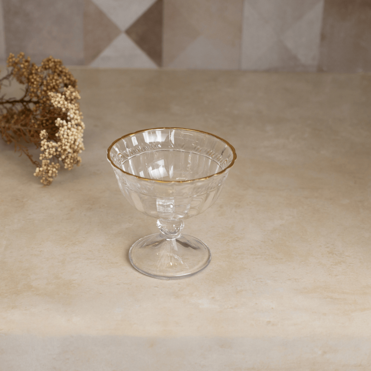 TACA PARA SOBREMESA IMPERIAL FIO DE OURO 180ML CRISTAL ECOLOGICO