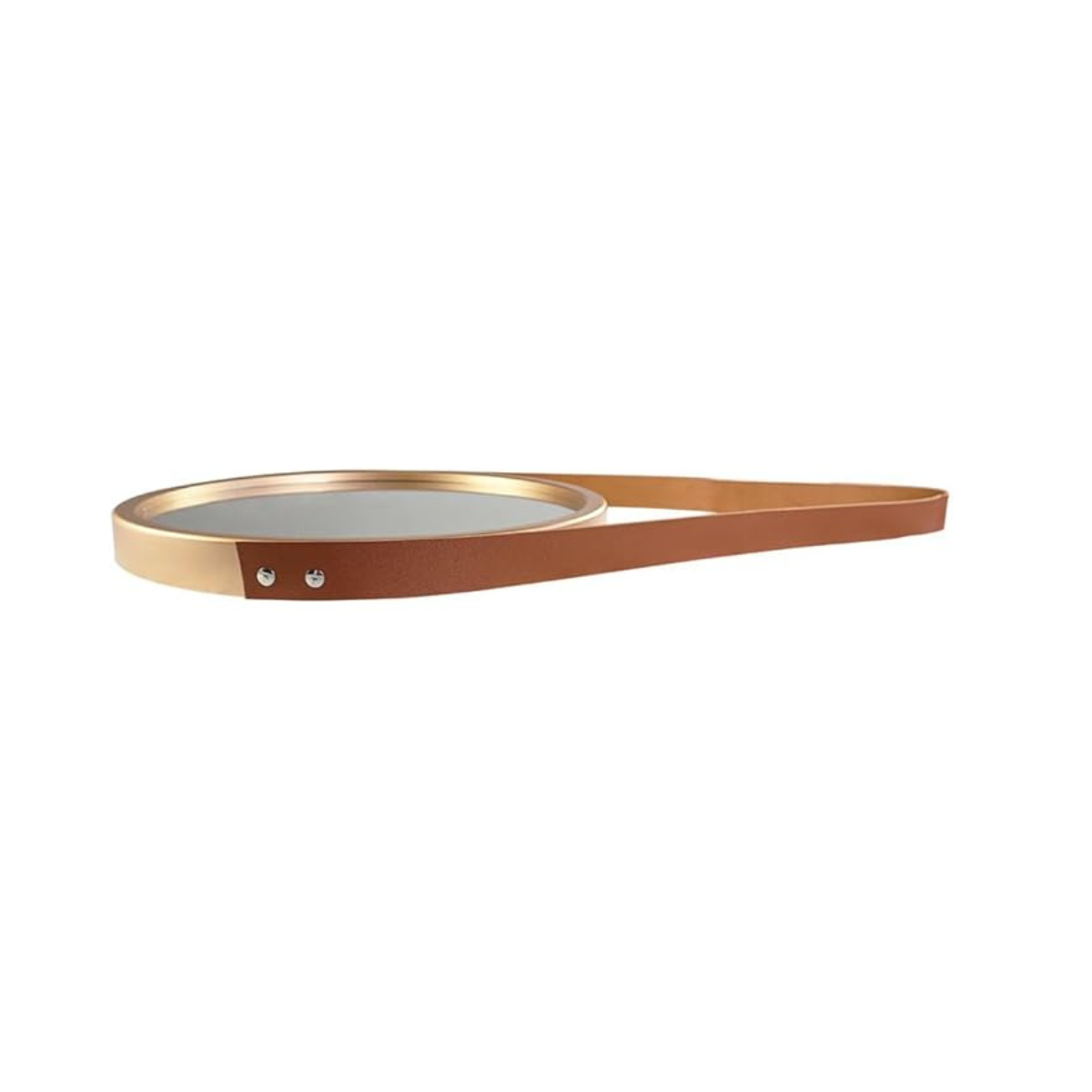 ESPELHO DECORATIVO DE PAREDE PLASTICO REDONDO COM ALCA LUXUS ROSE GOLD 33CM