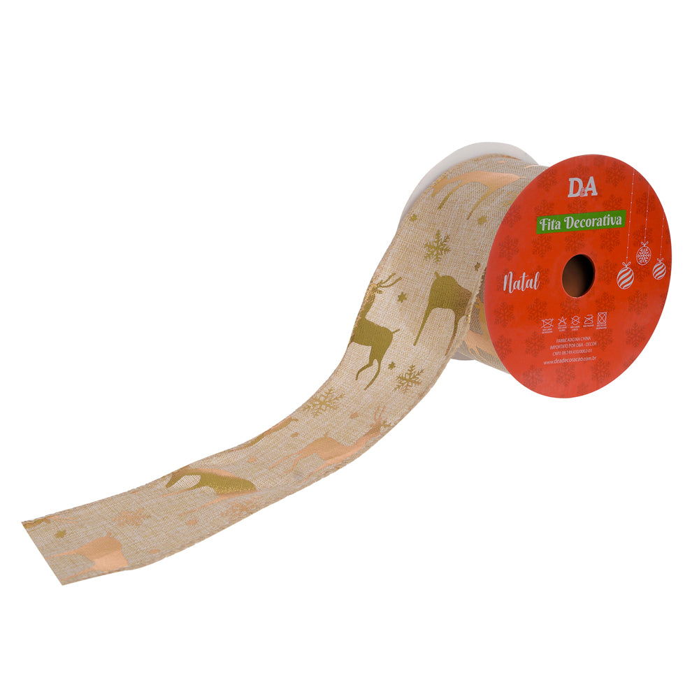 FITA ARMADA LINHO COM COSTURA BEGE DOURADO 9,14M