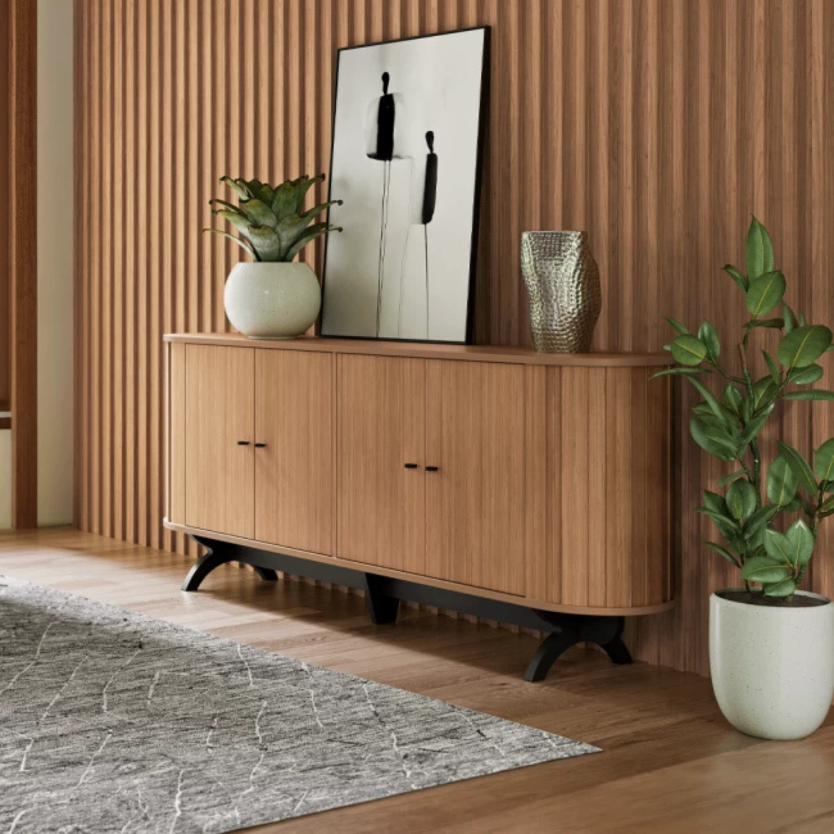 BALCAO CURVO COM 4 PORTAS FREIJO/PRETO FOSCO - 75CM X 1,80M