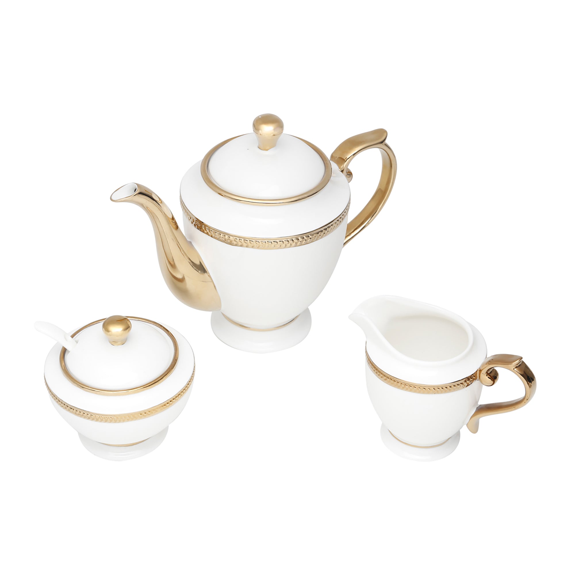 CONJUNTO 3 PEÇAS DE PORCELANA PARA CHÁ PADDY BRANCO