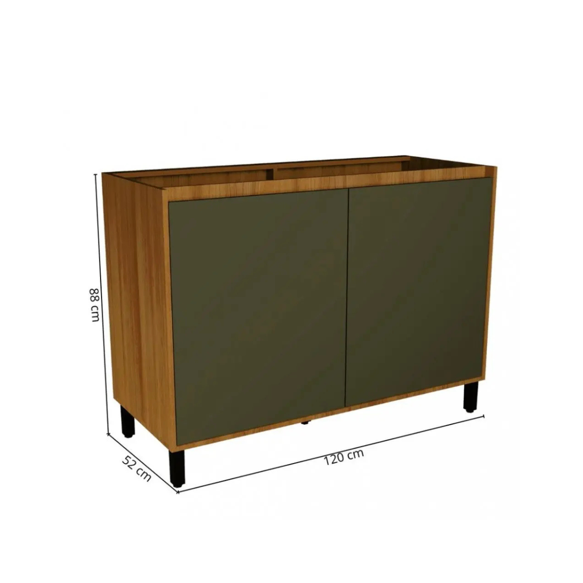 BALCÃO DENVER SEM TAMPO 120CM 2 PORTAS – FREIJÓ ROCKS/GRAFITE (PH3111)