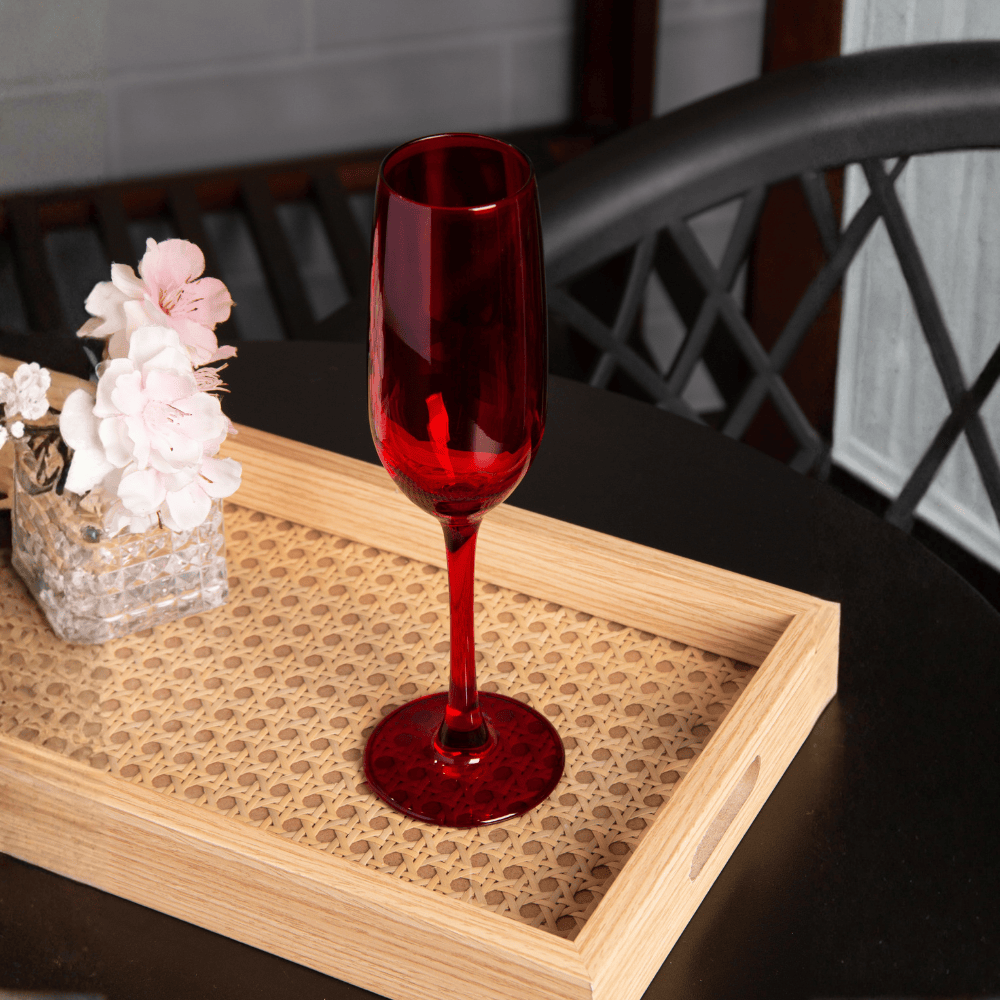 TACA PARA CHAMPAGNE GOURMET VIDRO VERMELHA – 200ML