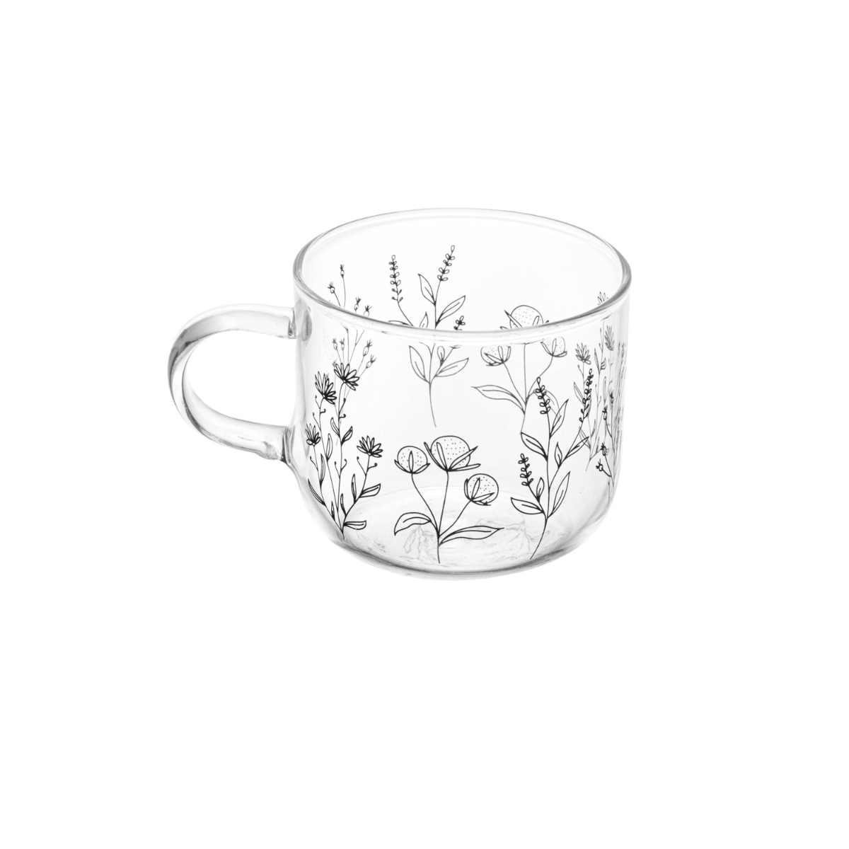 CANECA DE VIDRO RESISTENTE AO CALOR  - FLOR - 120ML