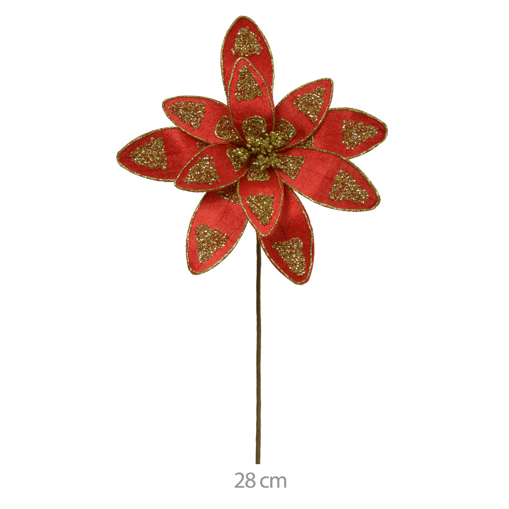 HASTE BICO DE PAPAGAIO AVELUDADO VERMELHO COM GLITTER  27CM