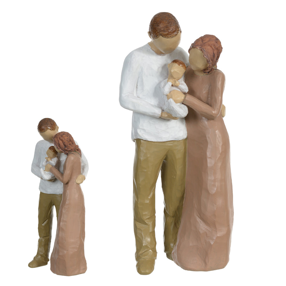 ESCULTURA DECORATIVA RESINA CASAL E FILHO (COLORIDO) 21,5CM 9,5D