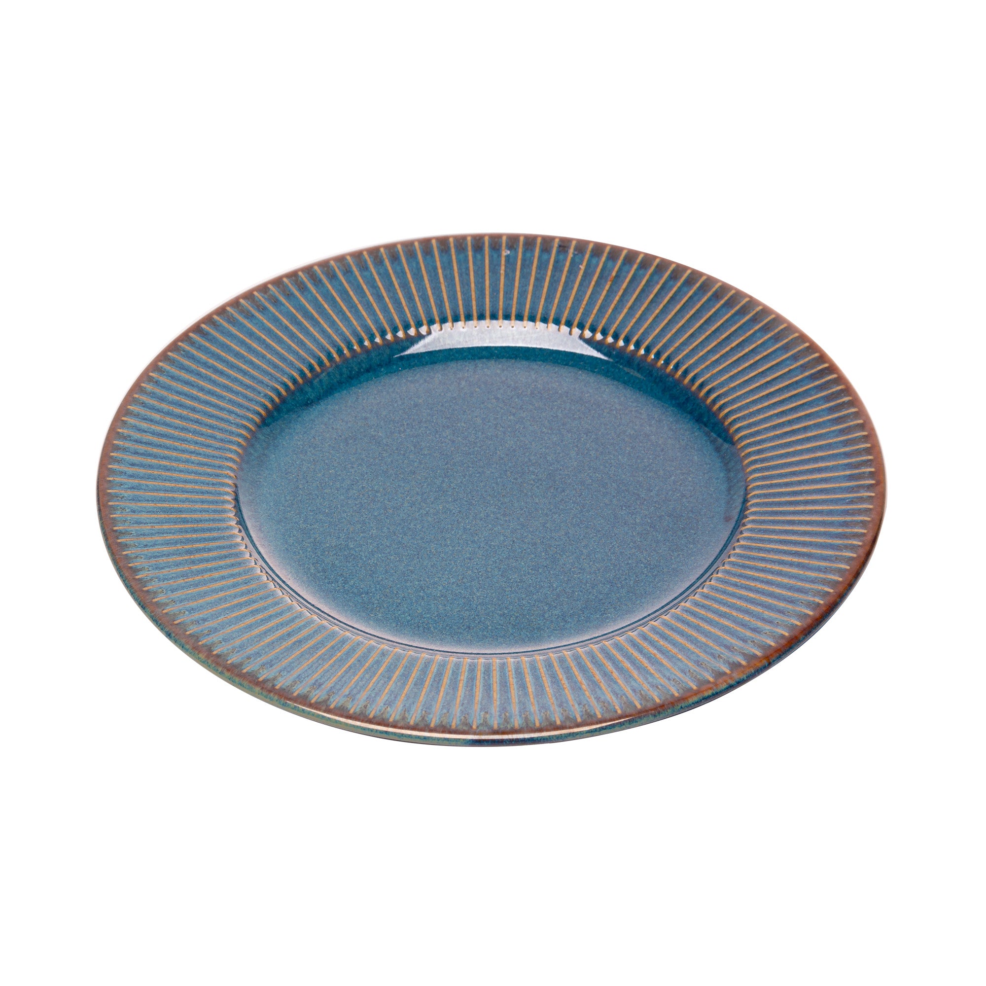 PRATO PARA SOBREMESA DE CERAMICA LINEAR AZUL 20CM
