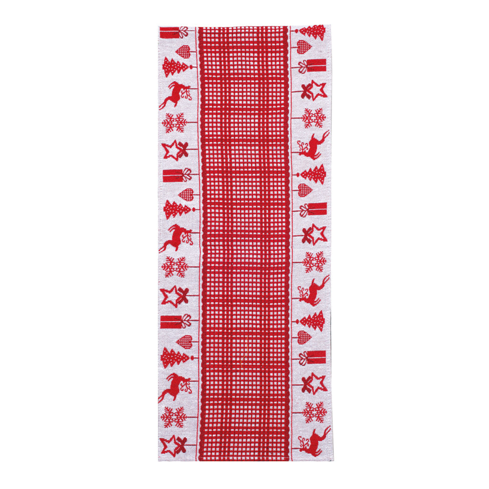 CAMINHO DE MESA NATALINA VERMELHO/BRANCO 180x33  COM 1UN