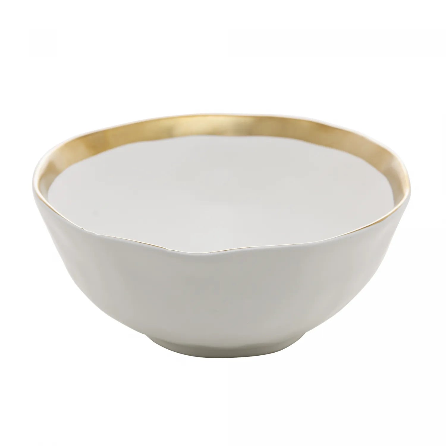 BOWL DE PORCELANA BRANCO E DOURADO DUBAI 15x7cm