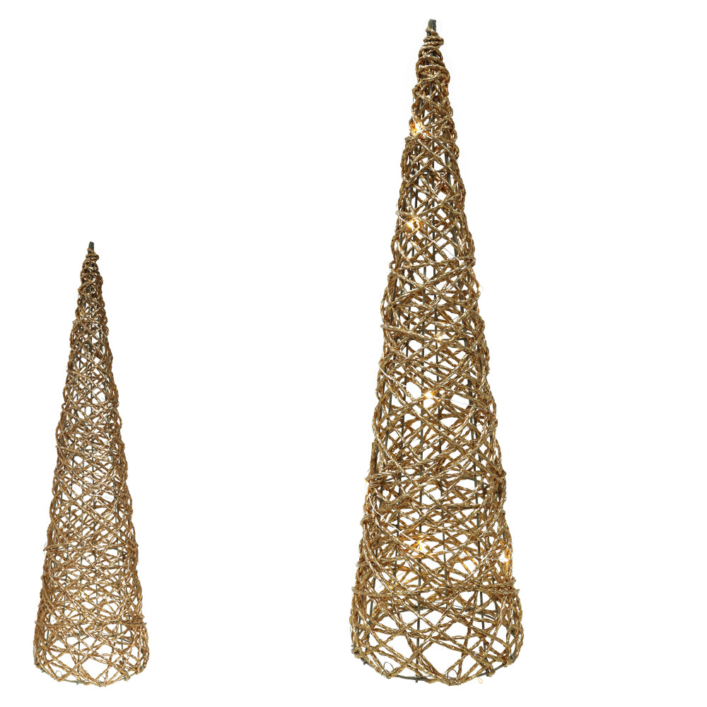 ARVORE CONE DECORATIVA COM LED 60CM DOURADO