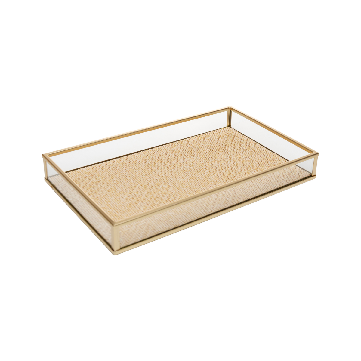 BANDEJA DECORATIVA TOSCANA DOURADA METAL - 30CM X 20CM X 3CM