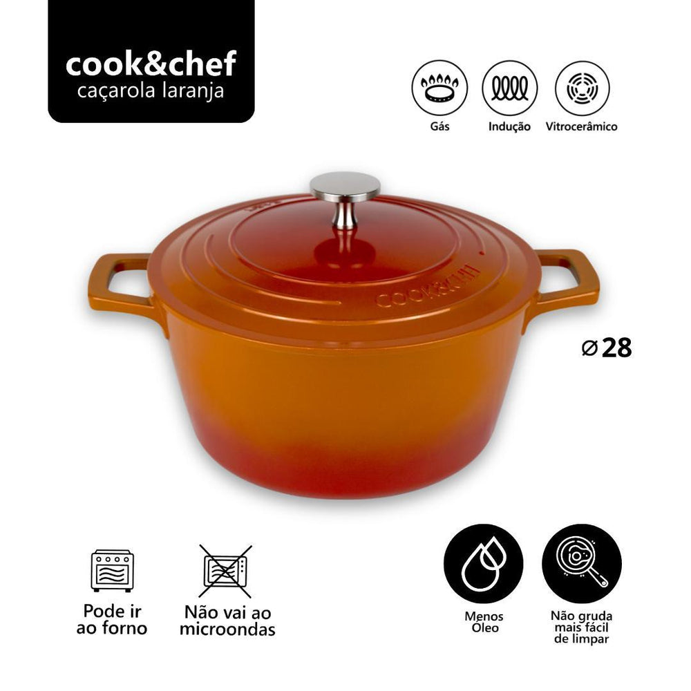 CAÇAROLA IN COOK&CHEF LARANJA 28CM