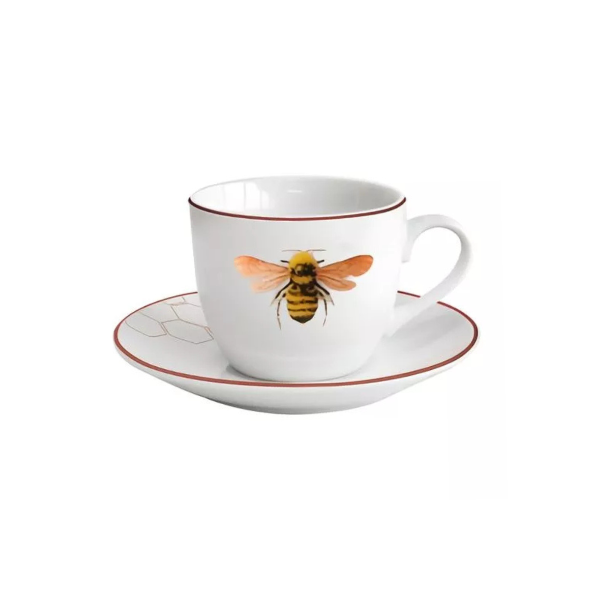 XÍCARA E PIRES PARA CHÁ ABELHA EM PORCELANA - 220ML