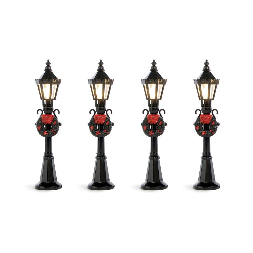 POSTE DE DECORAÇÃO COM GUIRLANDA E LED 12CM  JOGO COM 4 PEÇAS