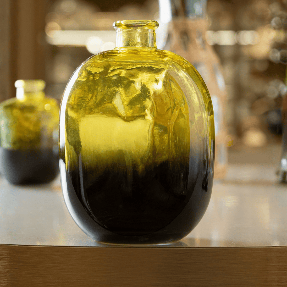 VASO HORIZON VIDRO AMARELO - 14CM