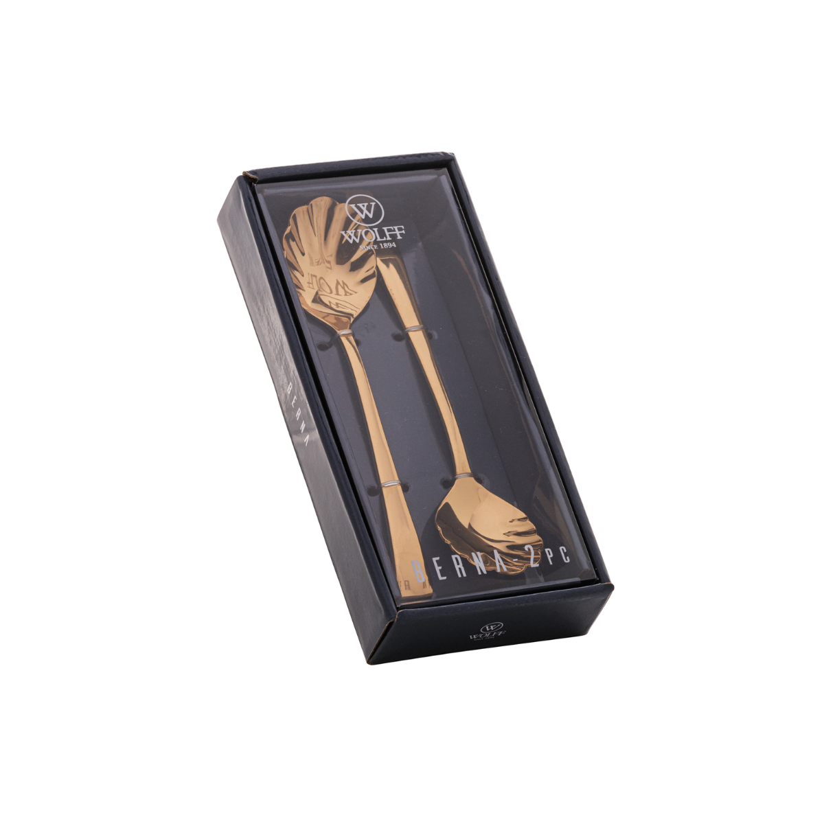 CONJUNTO 2 COLHERES BERNA DOURADA EM INOX
