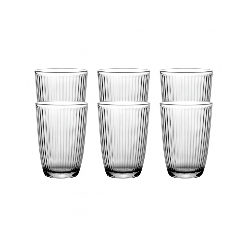 JOGO DE 6 COPOS OPTICO EM VIDRO - 380ML